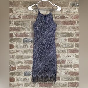 Vintage Lace Dress with Fringe - Light Purple